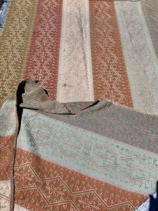 Antique Victorian 19th C ? Woven Upholstery Fabric Jacquard Textile Table Cover