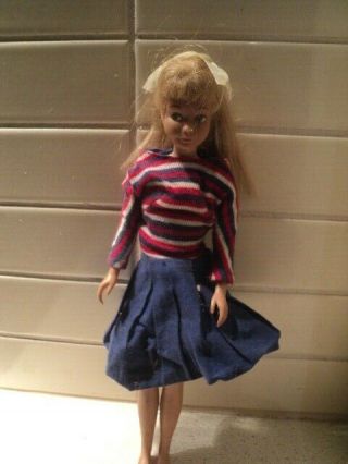 Vintage Skipper doll Mattel 1963 with wardrobe,  clothes and accessories 2