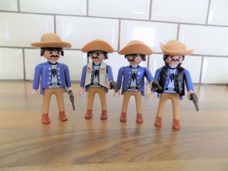 Vintage 1990s Playmobil Figures Small Bundle Of 4 Mexicans