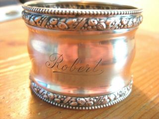 Vintage Wilhelm Binder German 800 Silver Napkin Ring W/ Mono Robert