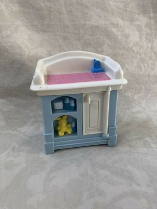 1999 Fisher Price Loving Family Dollhouse Nursery Baby Blue Changing Table