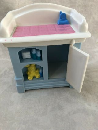 1999 Fisher Price Loving Family Dollhouse Nursery Baby Blue Changing Table 3