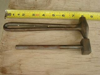 2 Vintage Rare Antique Blacksmith Gunsmith Jewelers Tool Crate Tack Hammer