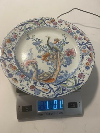 Antique Mason Patent Ironstone 19th C 91/2in Plate Exotic Pheasant Pattern