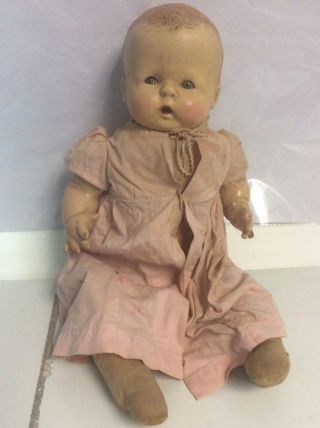 , 1920’s 40s Composition & Cloth Mama Doll.  17”