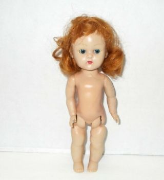 Vtg Nude Vogue 8 " Ginny Walker Doll,  Red Hair,  Painted Lashes,  Blue Eyes 1954