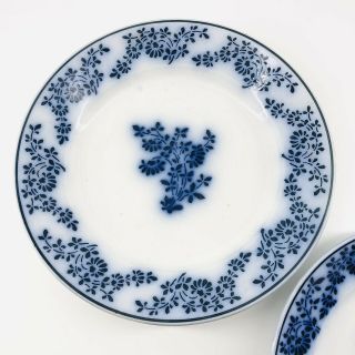 Antique Opaque Luneville France Flow Blue China Porcelain Plate Set 2 Floral 2