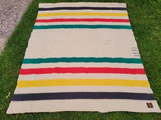 Vintage Early Witney Point Wool Blanket Hudson Bay England 4 Point 70” X 90”