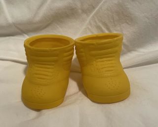 Vtg Cabbage Patch Kid Doll Shoes Rain Boots Cpk Bright Yellow High Top 80s