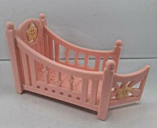 Fisher Price Loving Families Pink Crib With Door That Opens Star Design