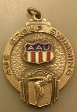 Vintage Aau Age Group Swimming Medal Amateur Athletic Union Region Ptpqqy