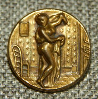 Antique Vtg Nude Button Naked Lady After The Bath Aprx:1 - 1/16 " 1415 - A