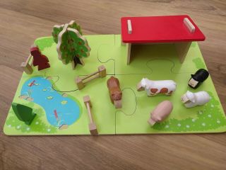 Wooden Farm Set.  Barn.  Animals,  Fence Toddler Imaginative Play Toy