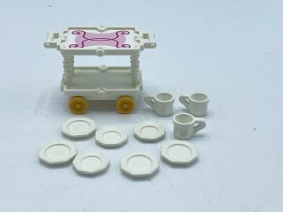 Playmobil Victorian Mansion Princess Set Rolling Tea Cart Cups Dishes