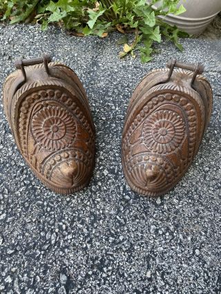Antique Wood Carved Spanish Stirrup Slipper Shoes