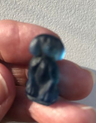 Antique Vtg Czech Blue Glass Dog Cracker Jack Premium Miniature