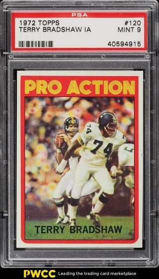 1972 Topps Football Terry Bradshaw In Action 120 Psa 9