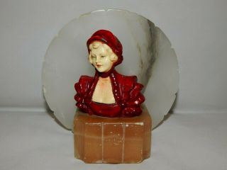 Antique Art Deco Jb Hirsch Figural Women Bookend Art Sculpture Marble Stone