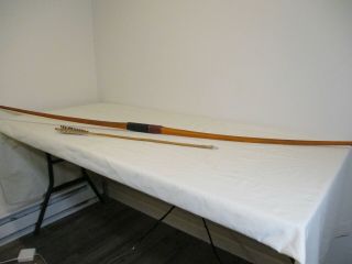Antique Or Vintage Wood Longbow With Vintage Wood Arrow