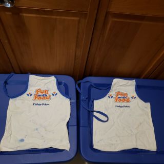 2 Vintage Fisher Price Fun With Food Aprons