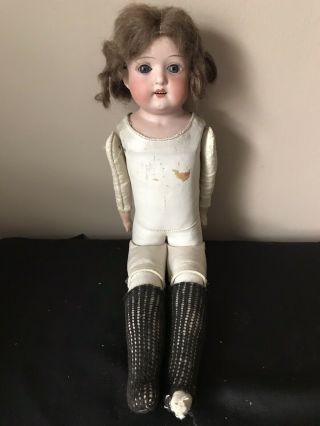 15 " Antique German Heubach Koppelsdorf Bisque Doll 275 10/0 On Kid Leather Body