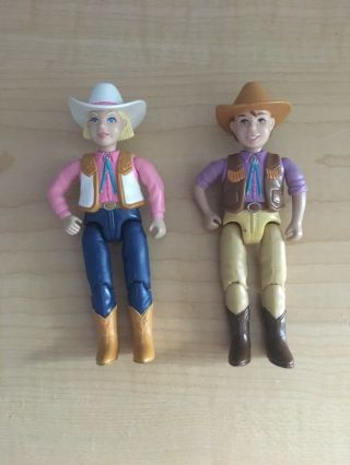 2001 Fisher Price Western Girl & Boy,  Cowgirl Cowboy Figures 4.  5” Tall