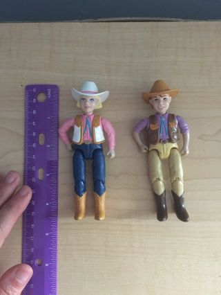 2001 Fisher Price Western Girl & Boy,  Cowgirl Cowboy figures 4.  5” tall 3
