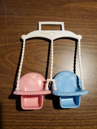 Vintage 1993 Fisher - Price Loving Family Dollhouse Double Baby Porch Swing