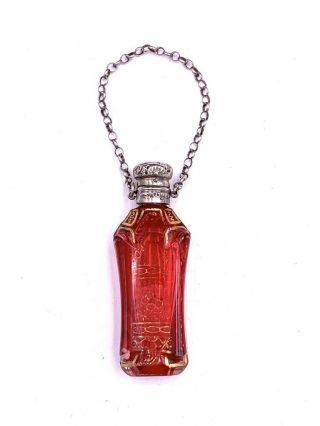Petit Flacon à Sels Cristal & Argent Xixe Antique Crystal & Silver Scent Bottle