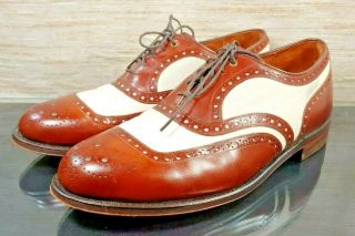 Johnston Murphy Aristocraft Vintage Mens 8.  5 D/b Brown White Leather Oxford Shoe