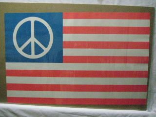 Peace Ecology Flag Black Light Vintage Poster 1970 