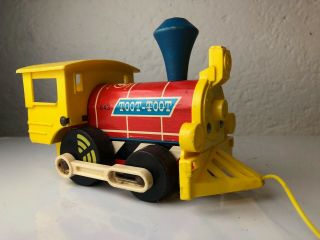 Vintage 1964 Fisher Price 643 Toot - Toot Train Engine Wooden Pull Toy