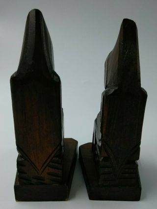 Vintage Wood Carved Pair Bookends Christian Priests Monks Antique 3