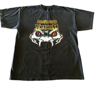 Vintage Stone Cold Steve Austin 3:16 Venom Snake Tshirt Tee Black Wrestling L