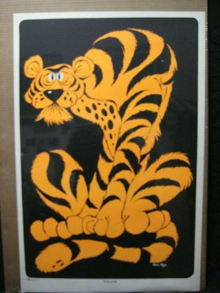 Tiger Black Light Psychedelic Vintage Poster Garage 1971 Cng1581