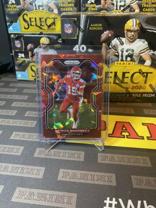 Patrick Mahomes 2020 Panini Prizm Red Cracked Ice Refractor Holo Ssp 124 Chiefs