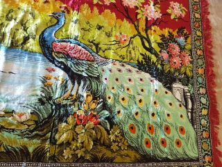 VINTAGE PEACOCK RUG WALL HANGING TAPESTRY MAT CARPET COLLECTIBLE 74 