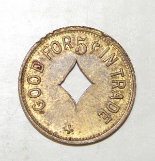 Vtg Oriental Club No 9 Good For 5 Cent Trade Token Diamond Cut Coin Medal 21mm