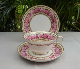 Antique George Jones Crescent China Pink Rose 17730 Cup Saucer Plate Trio