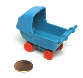 Playmobil Miniature Vintage Blue Baby Stroller Buggy Carriage Pram 3145