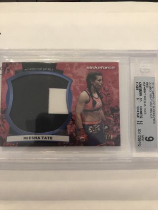 2012 Topps Ufc Bloodlines Miesha Tate Red Parallel Fight Mat Relics 6/8 Bgs 9