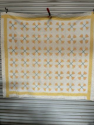 Vintage Quilt.  Finished Hand Stitched 80” X 74” Estate
