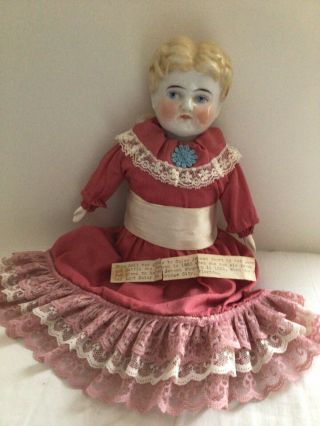 Antique German Abg China Head Doll Exposed Ears Blonde Over 100 Years Old