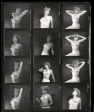 Bunny Yeager Pin - Up Contact Sheet Photograph Bra Model Kathleen Stanley Signed