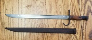 Vtg Antique Wwi Wwii Bayonet Knife 57 On Wood Handle Unknown Maybe Japanese