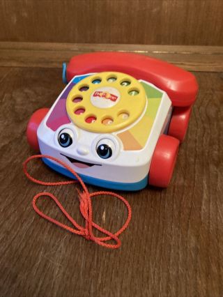 Vintage 2015 Fisher Price Chatter Phone Pull Along Toy Telephone Moving Eyes