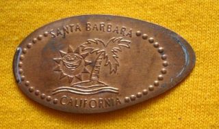Santa Barbara Elongated Penny California Usa Cent Palm Tree Souvenir Coin