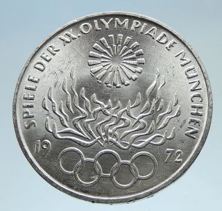 1972 Germany Munich Summer Olympic Antique Proof Silver 10 Mark Coin I74954