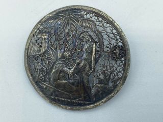 Antique Bezalel Israel 925 Sterling Silver Filigree Brooch Pin Man Woman Camel