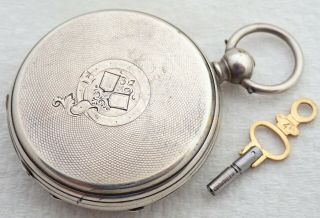 Antique John Smith & Co London Coin Silver Key Wind Hunter Pocket Watch Parts